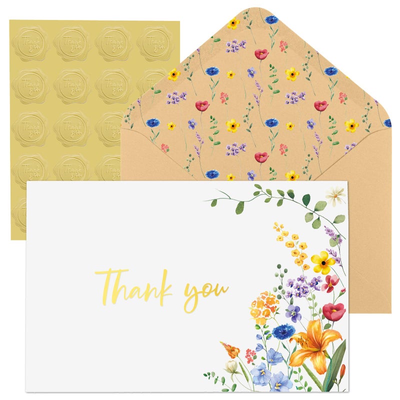 Thboxes 100 Pack Thank You Cards with Envelopes, 4x6 Inch Thank You Cards Bulk Blank Card Notes with Stickers Greeting Card for Wedding, Baby Shower, Bridal Shower, Birthday, Thanksgiving, Christmas - Image 1
